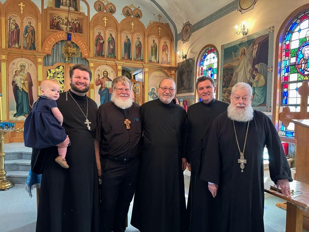 From left to right: Fr John Kotalik, Fr Stephan Gresh, PDn David Rostcheck, PDn John Oleynik, and Fr George Yatsko (retired)